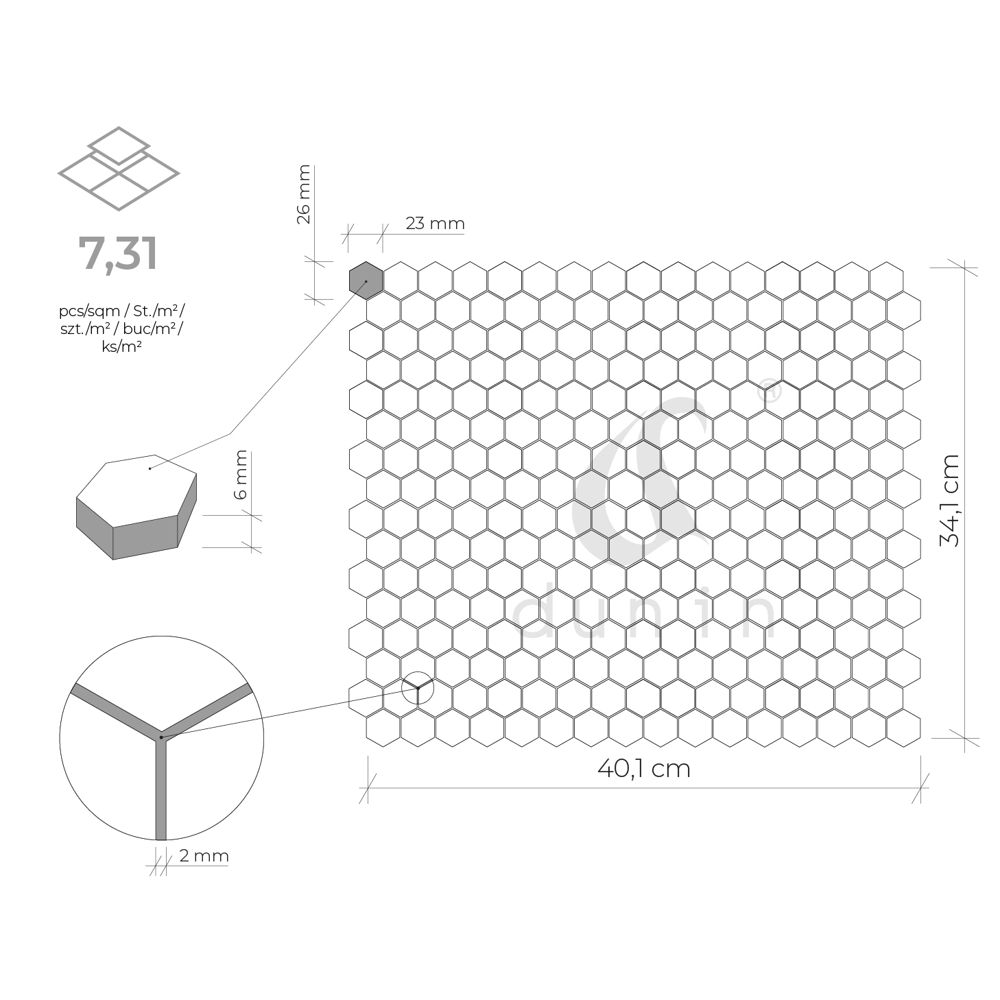 Mini Hexagon Doublehex matt