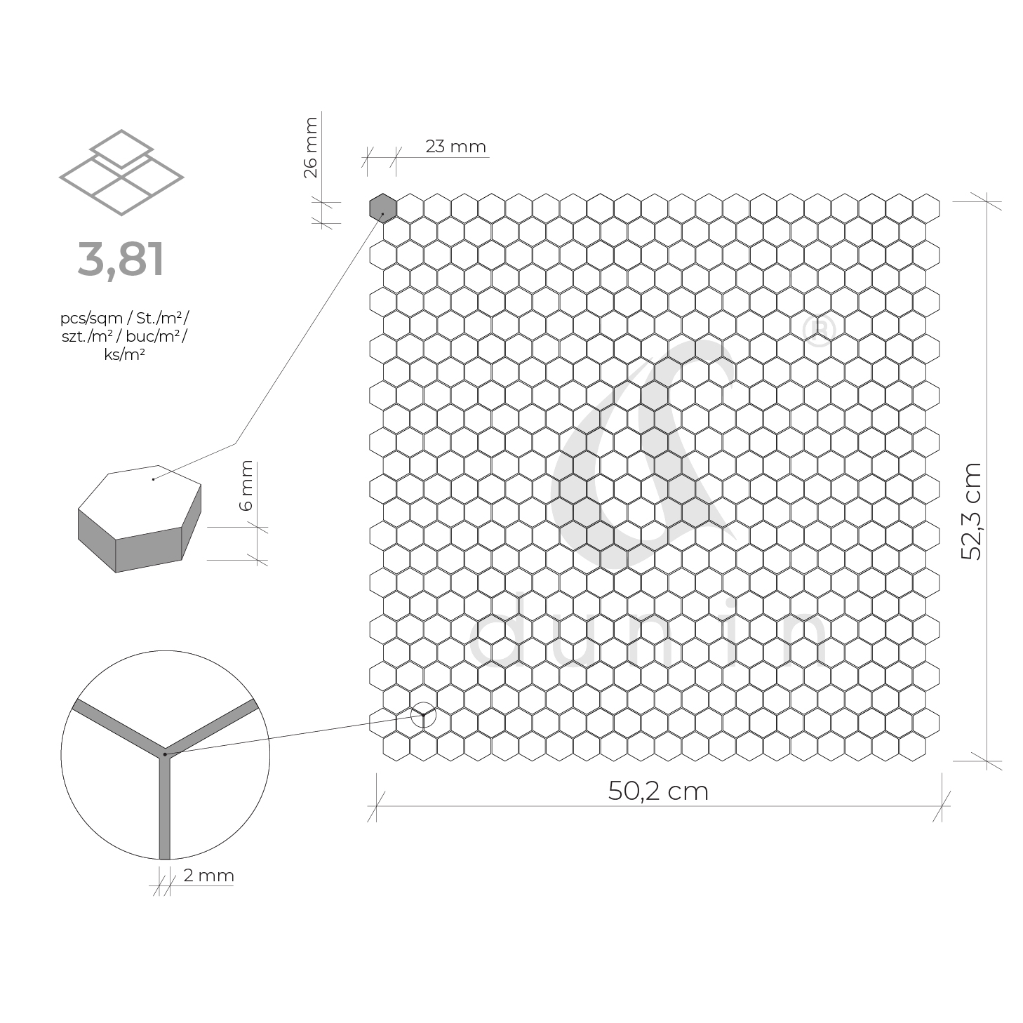 Mini Hexagon Rombdance Cotton matt