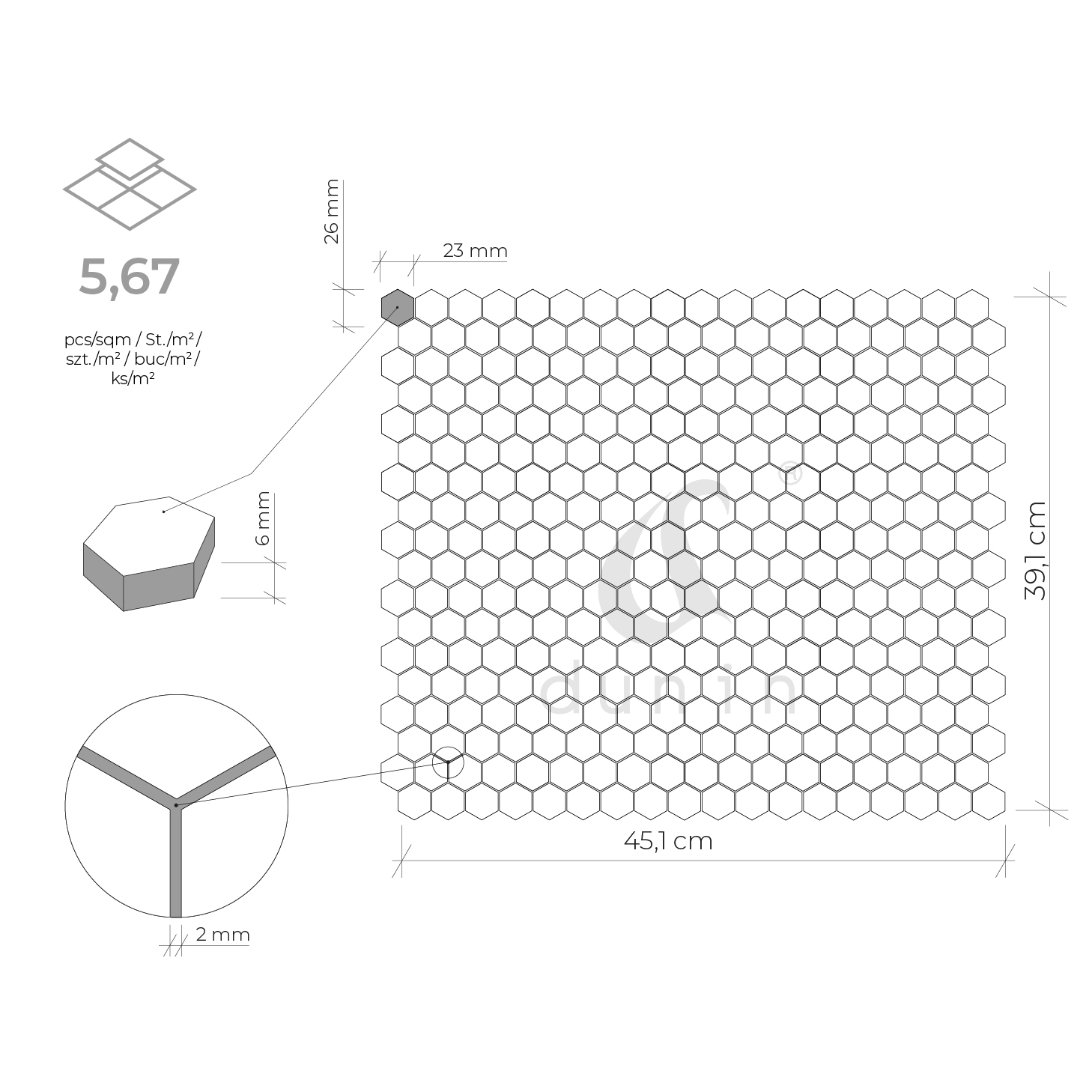 Mini Hexagon Garland Cotton matt